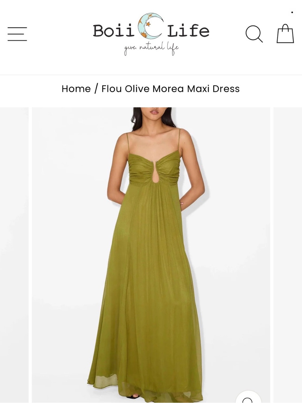 Boii Life 🫒 Flou Olive Morea Maxi Dress S